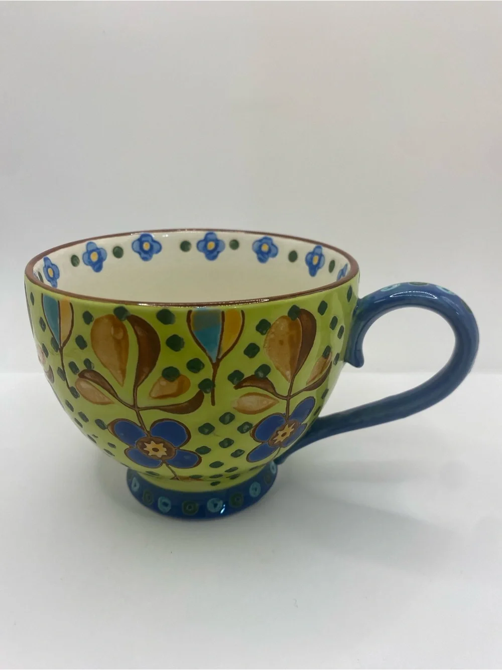 Coastal Imports Dutch Wax Mug Hand Painted Embossed Textured Jumbo Latte Cup